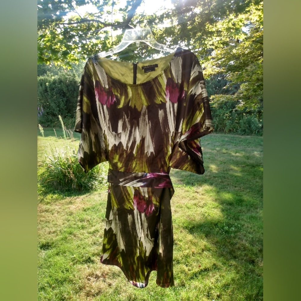 BCBGMaxAzria Silky Medium Dress Purple Green BCBG Max Azria Kaftan
